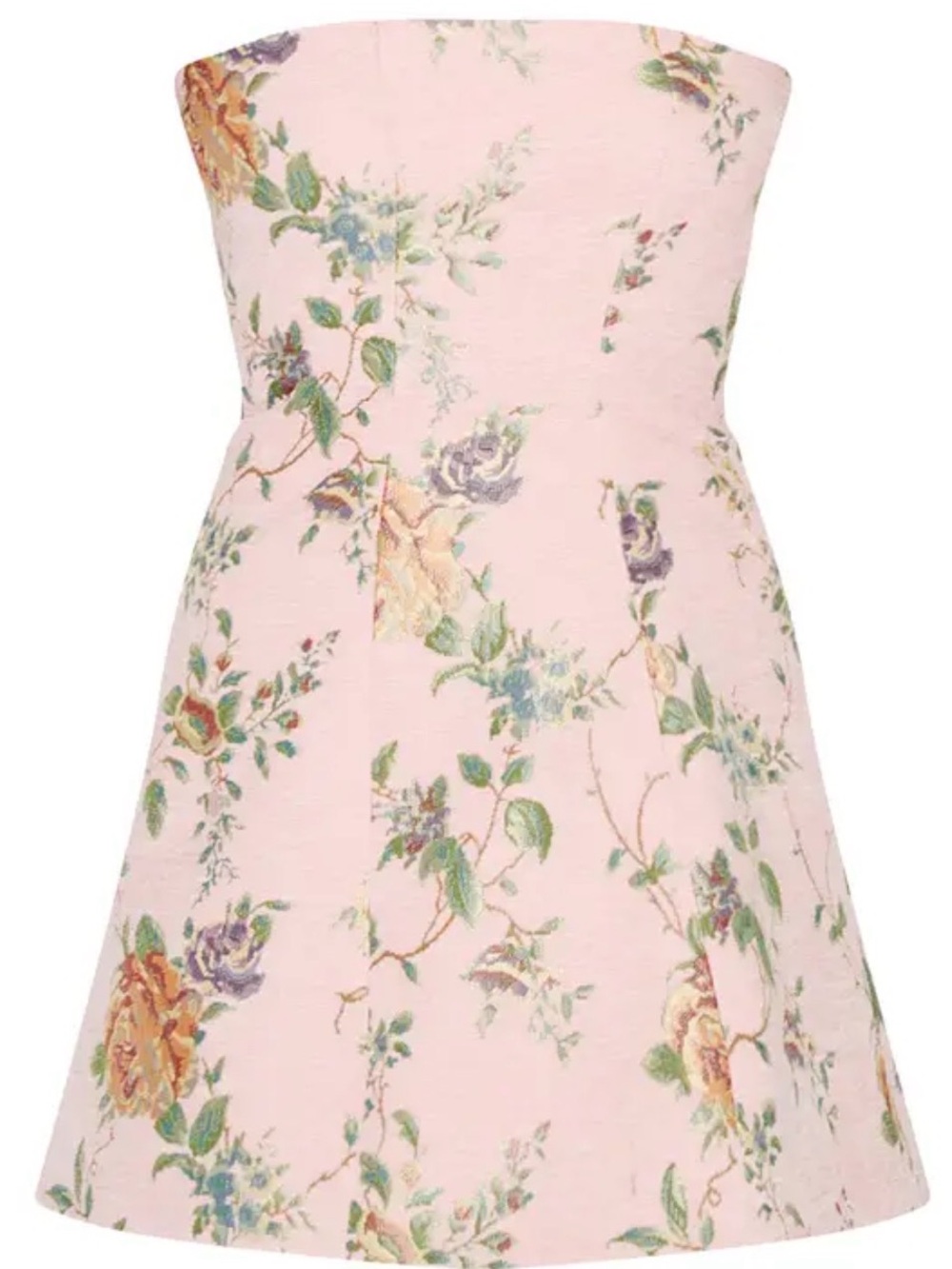 PrettyLittleThing Pink Floral Strapless A-Line Dress